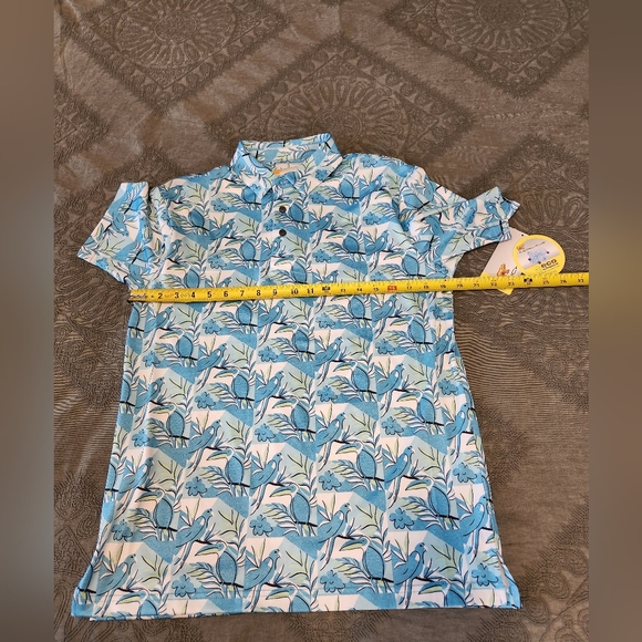 Blue Tropical Bird Print Men's Shirt - Picture 3 of 9